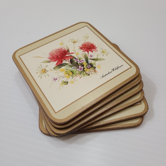 English Life six coasters Australian wildflowers vintage floral coasters - Picture 2 of 10